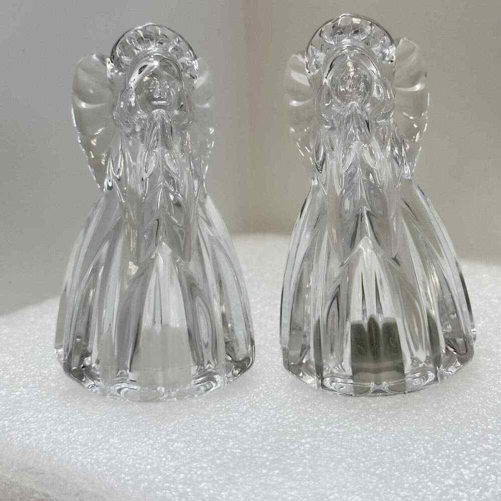 Vintage Gorham Crystal Pair of Angel Salt & Pepper Shakers Germany Christmas